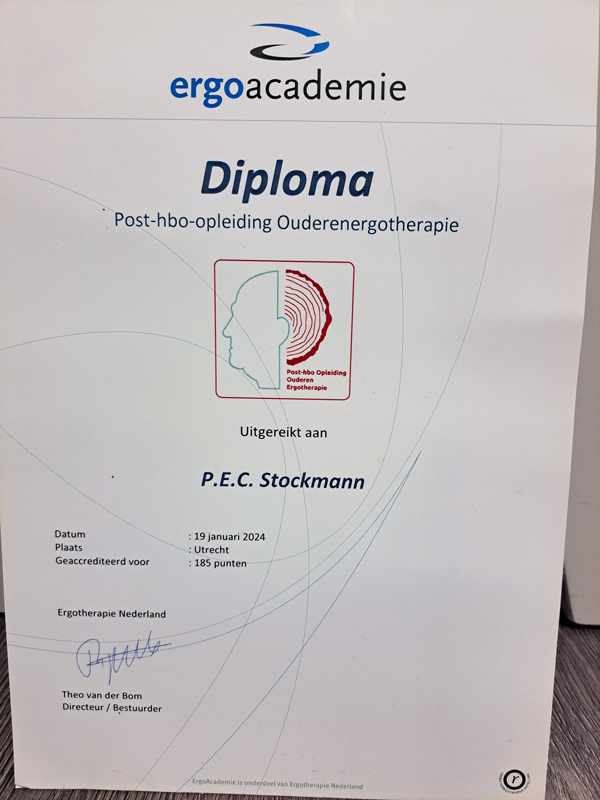 Certificaat - opleiding ouderenergotherapie - Ergoacademie